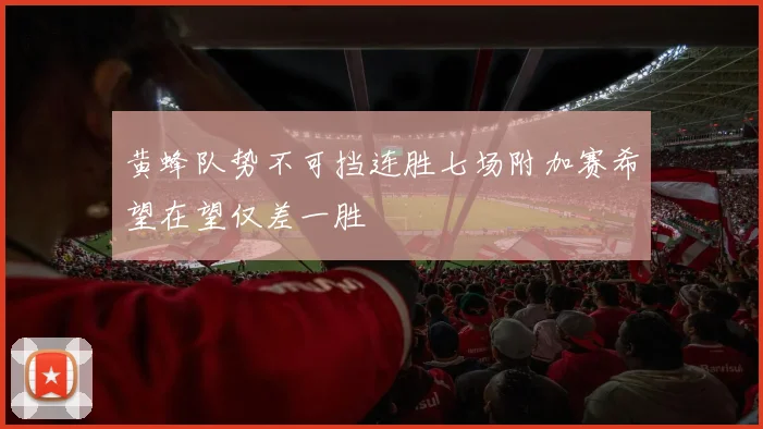 黄蜂队势不可挡连胜七场附加赛希望在望仅差一胜